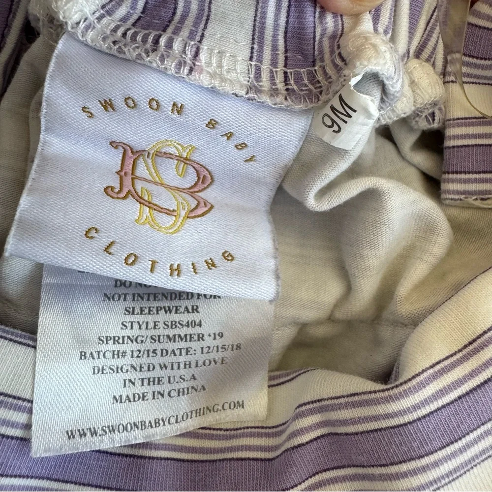 Swoon Baby Girl 9 Months Lavender Purple Striped Romper One Piece